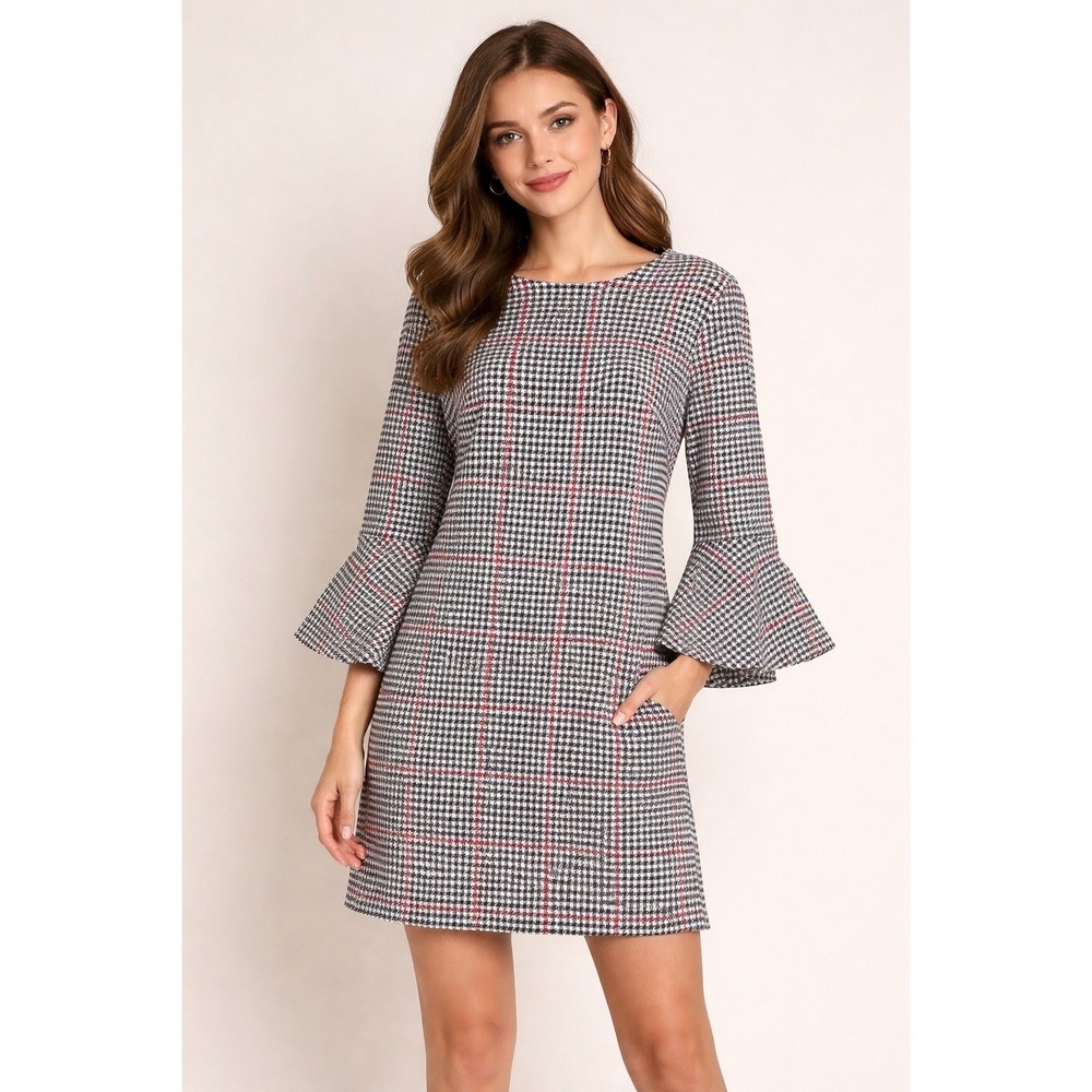Lauren Ralph Lauren Houndstooth Sheath Dress Preppy Old Money Office Siren Sz 14